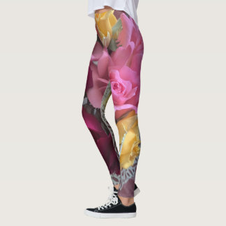 Red yellow pink rose Leggings