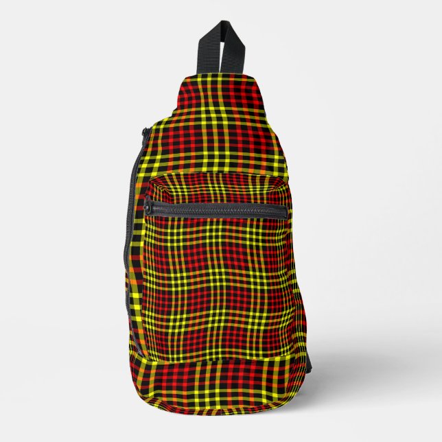 Red Yellow Plaid Chequered Seamless Pattern Sling Bag (Front)