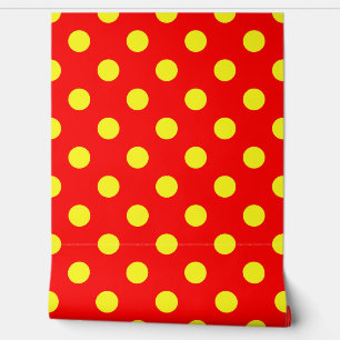 Red Yellow Polka Dots Design  Wallpaper