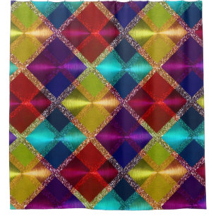 Red Yellow Purple Glitter Plaid Design