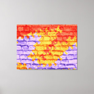 Red Yellow Purple Pastel Brick Wall Canvas Print