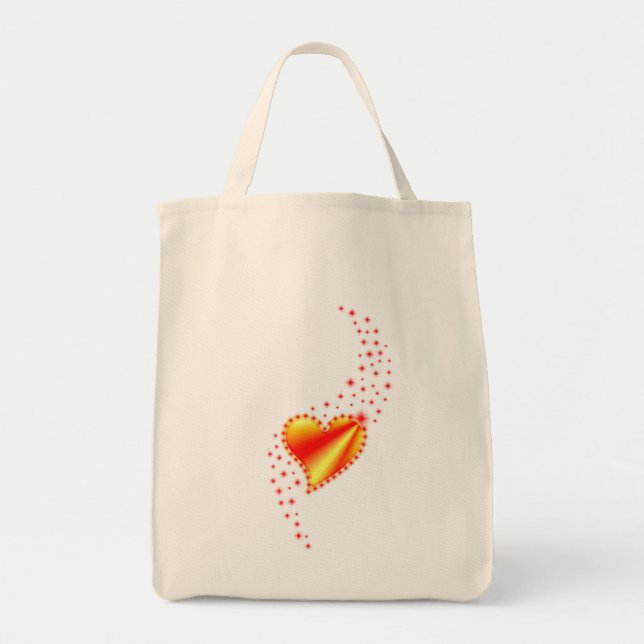Red yellow Rainbow Heart with Stars Tote Bag (Front)