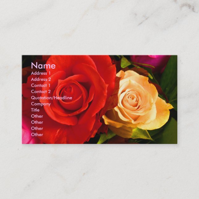 Red Yellow Rose Artist Business Card (Front)