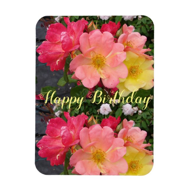 Red Yellow Rose Flower Floral Birthday Roses Magnet (Vertical)