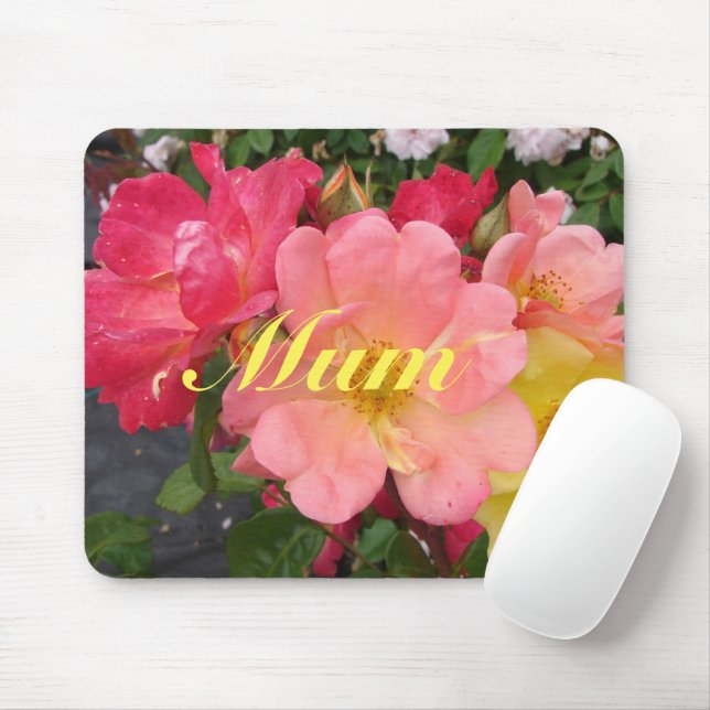 Red Yellow Rose Flower Floral Roses Mouse Pad (With Mouse)