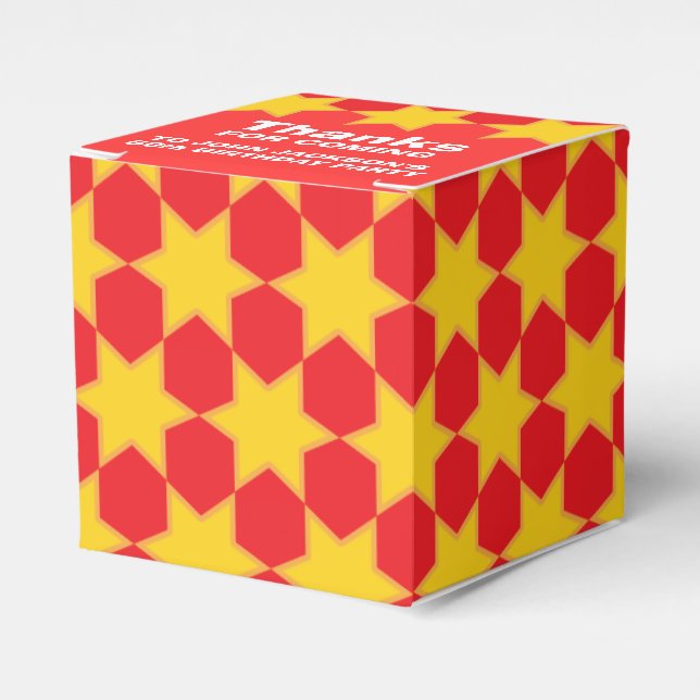 Red yellow star pattern party or event gift box (Front Side)