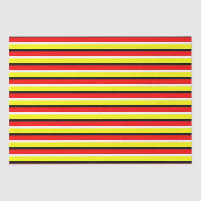 Red Yellow Stripes Pattern Design Tissue Paper (Front)