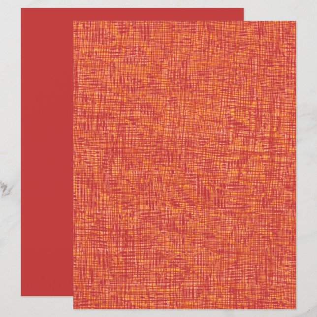 Red Yellow Thin Lines Texture Scrapbook Paper (Front/Back)