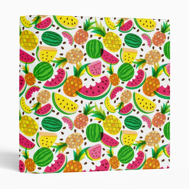 Red & Yellow Tropical Fruit Pattern Binder (Front/Spine)