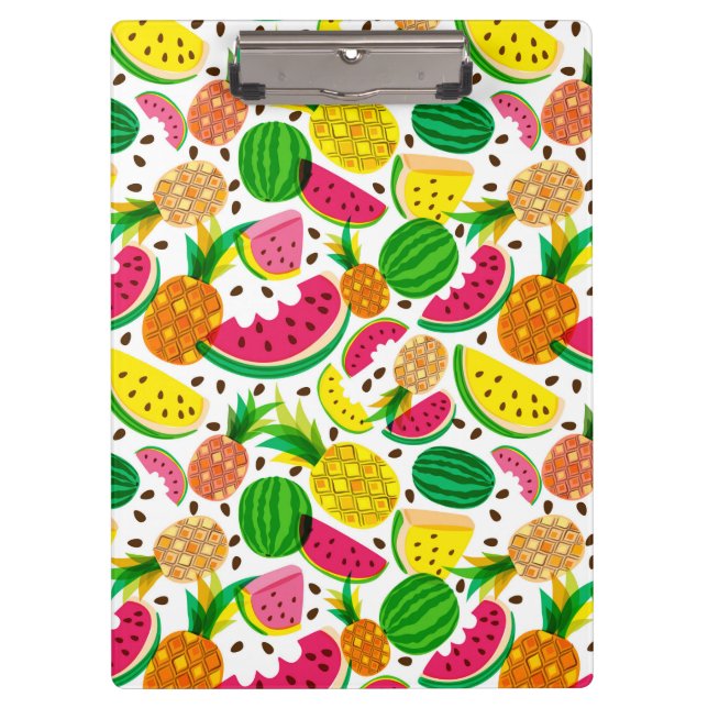 Red & Yellow Tropical Fruit Pattern Clipboard (Front)