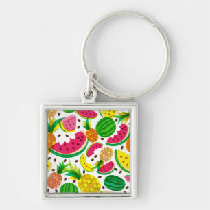 Red & Yellow Tropical Fruit Pattern Keychain