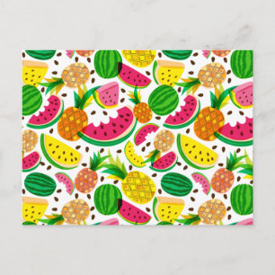 Red & Yellow Tropical Fruit Pattern Postcard