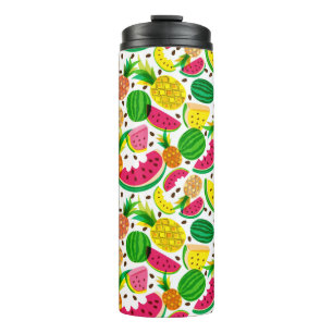 Red & Yellow Tropical Fruit Pattern Thermal Tumbler