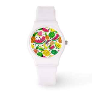 Red & Yellow Tropical Fruit Pattern Watch
