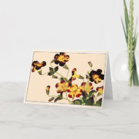 Red & Yellow Trumpet Flowers Botanical Art Card