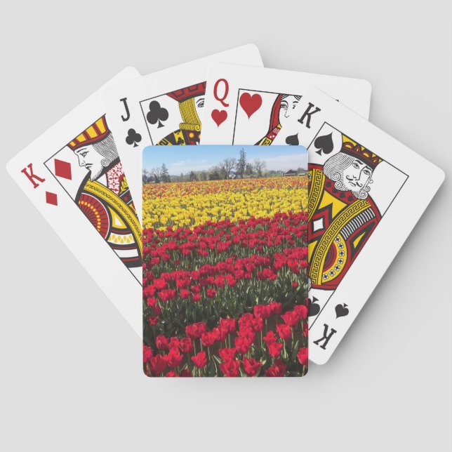 Red & Yellow Tulip Field Playing Cards (Back)
