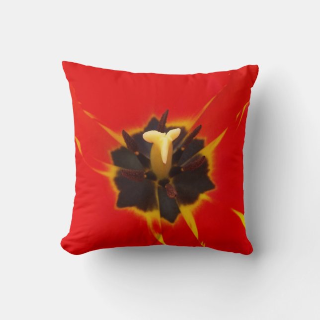 red yellow tulip throw pillow (Front)