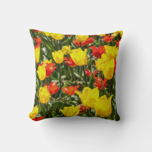 Red & Yellow Tulips Throw Pillow
