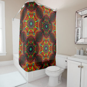 Red yellow twisted eight-pointed star kaleidoscope