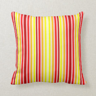 Red & Yellow Vertical Striped Accent Throw Pillow