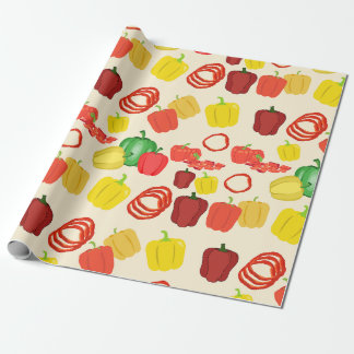 Red & Yellow Vibrant Veggie Bell Pepper Wrapping Paper