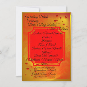 Red & Yellow Wedding Details Card   Traditional 