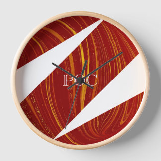 Red Yellow White Abstract Clock