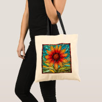 Red & Yellow Wildflower in Stained Glass