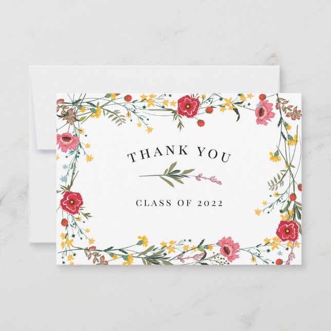 Red Yellow Wildflower Thank You Card (Front)