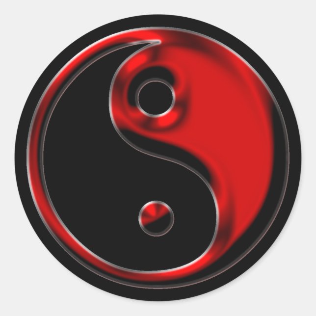 Red Yin Yang Classic Round Sticker (Front)