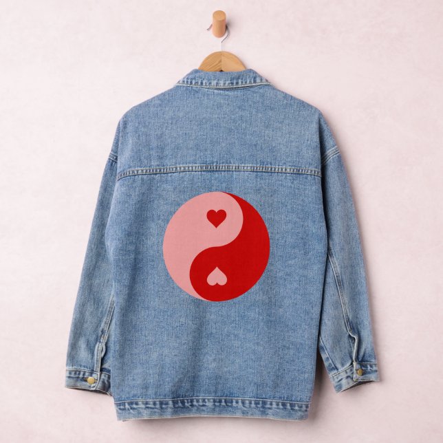 red yin yang heart valentines  denim jacket (Hangar)