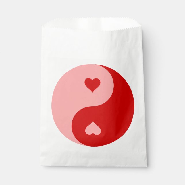red yin yang heart valentines  favour bag (Front)