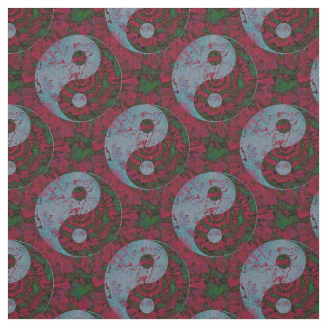 Red Yin Yang Pattern Fabric (Swatch)