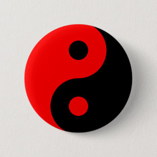 Red Yin Yang Symbol 2 Inch Round Button