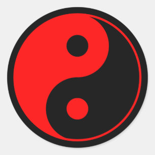Red Yin Yang Symbol Classic Round Sticker