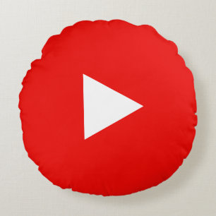 Red YouTube Play Button Round Pillow