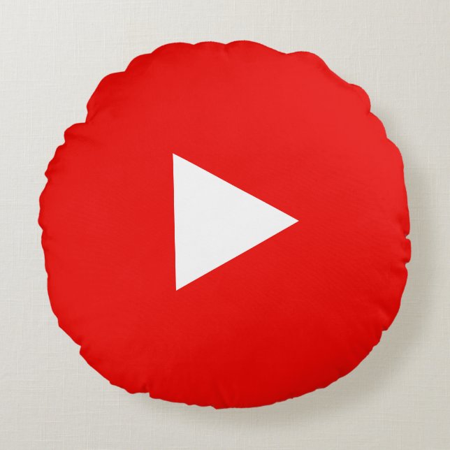 Red YouTube Play Button Round Pillow (Front)