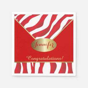 Red Zebra Animal Stripe Design Napkin