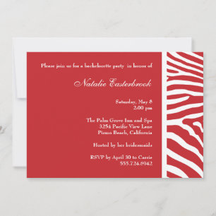 Red Zebra Bachelorette Party Invitation