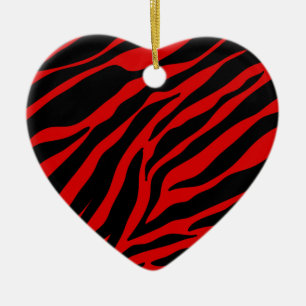 red zebra ceramic ornament