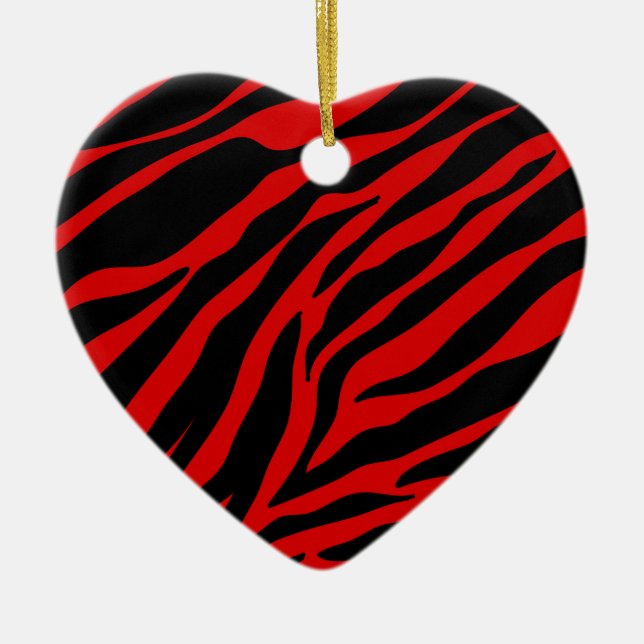 red zebra ceramic ornament (Front)