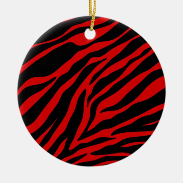 red zebra ceramic ornament (Front)