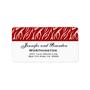 Red Zebra Flame Print Wedding Template Label