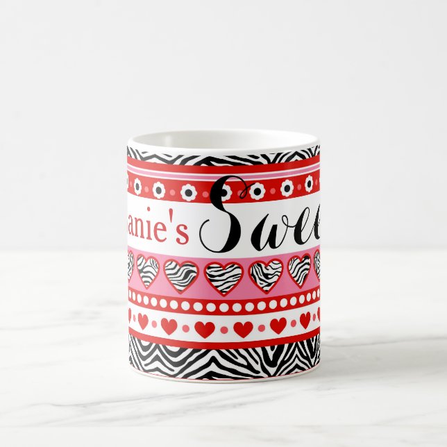 Red zebra heart Sweet 16 Mug (Center)