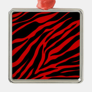 red zebra metal ornament