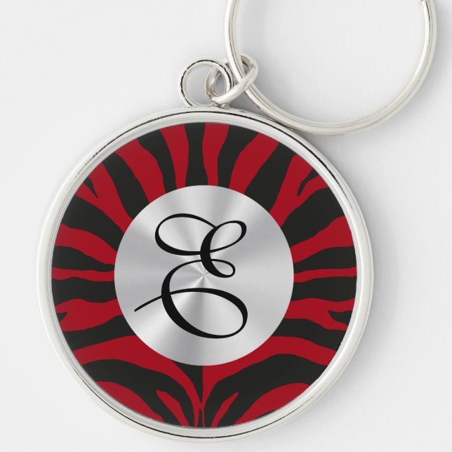Red Zebra Monogram Keychain (Front)
