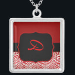 Red Zebra Monogram Necklace Template<br><div class="desc">Beautiful Red Zebra Monogram Necklace Template, just customize with desired initial. Purchase for yourself, or as a Christmas gift, Birthday gift, or as a Bridesmaid gift!</div>