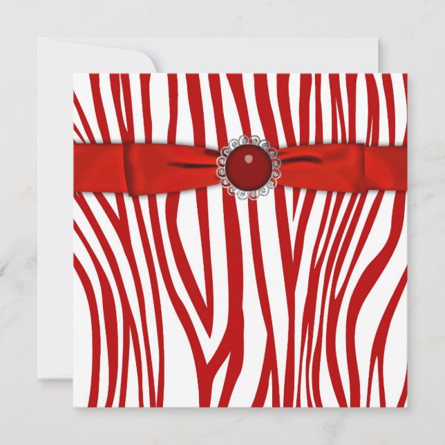Red Zebra Party Invitation (Front)