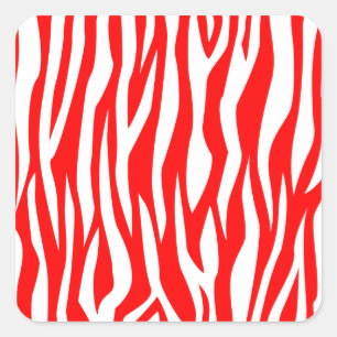 Red Zebra Print Square Sticker