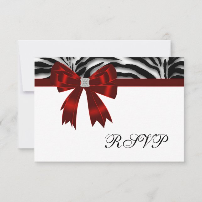 Red Zebra Red Bow RSVP Card (Front)